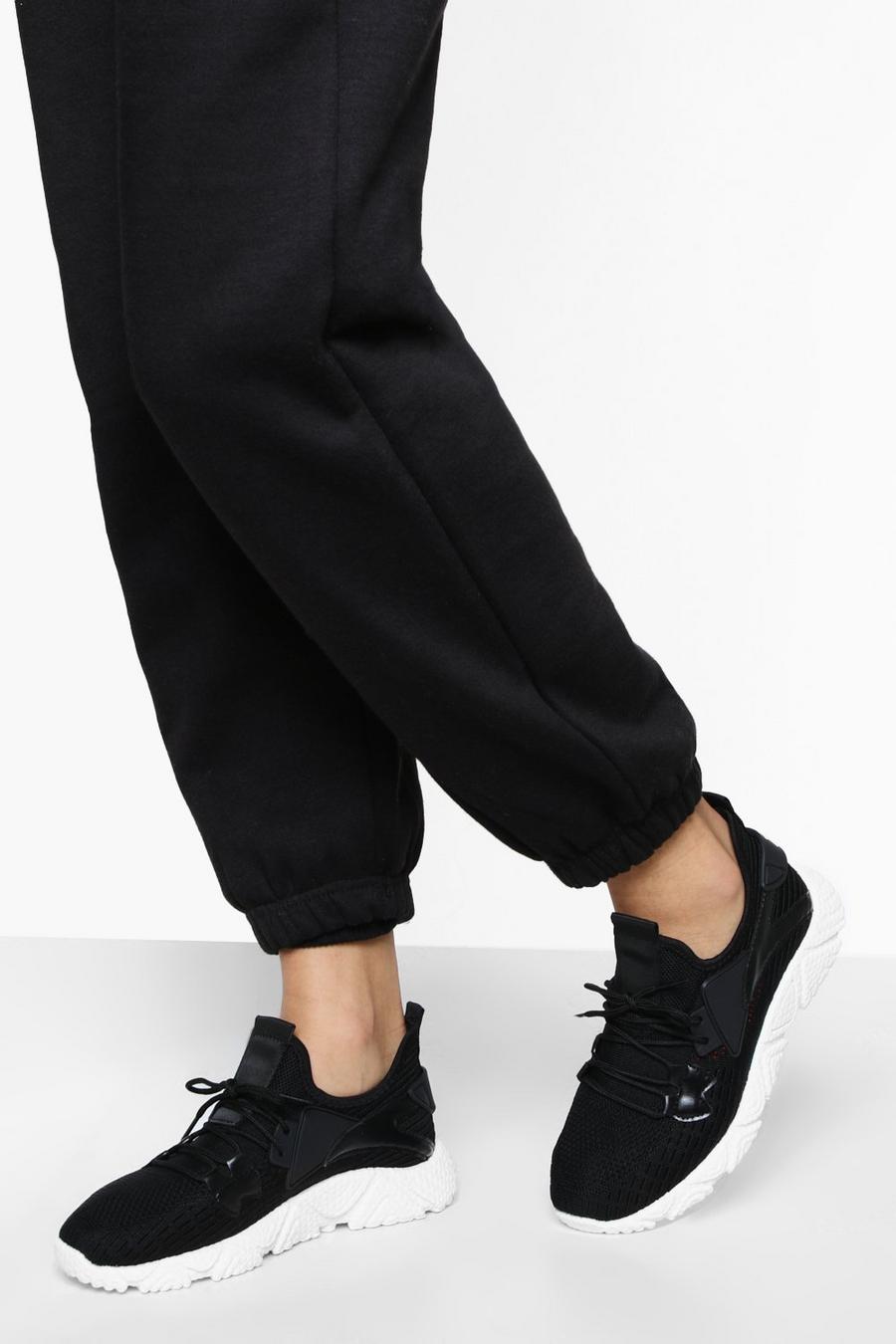 Sneaker a calza in maglia sportive, Black image number 1