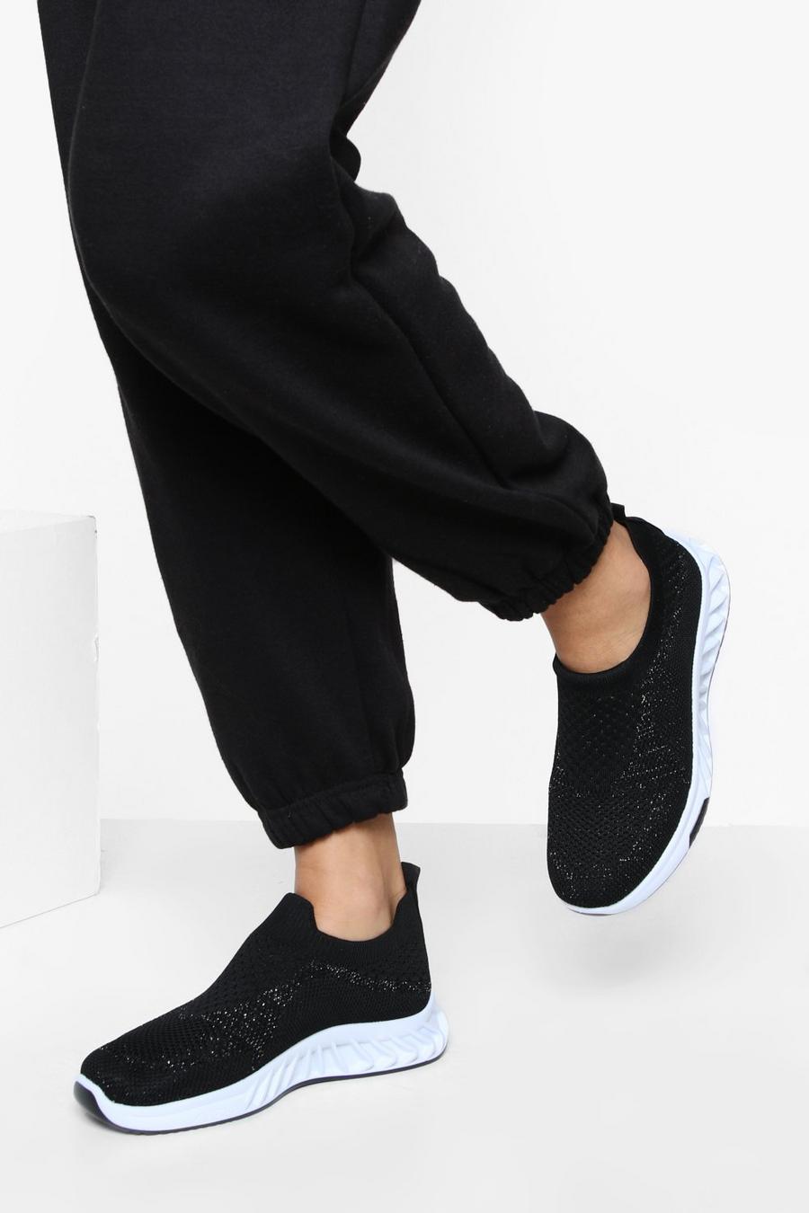 Zapatillas deportivas calcetín de tela, Black negro