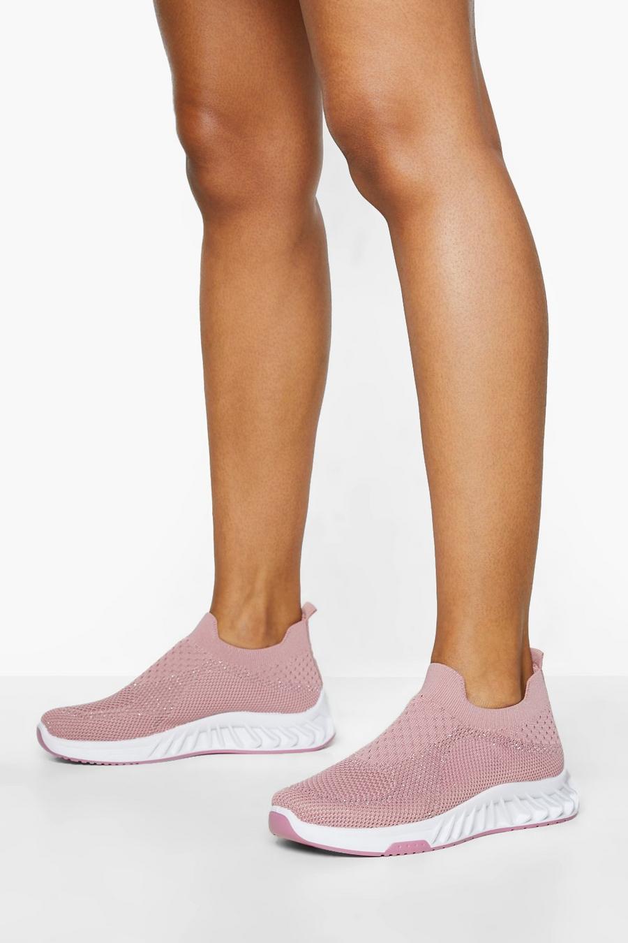 Sneaker a calza in maglia, Pink rosa