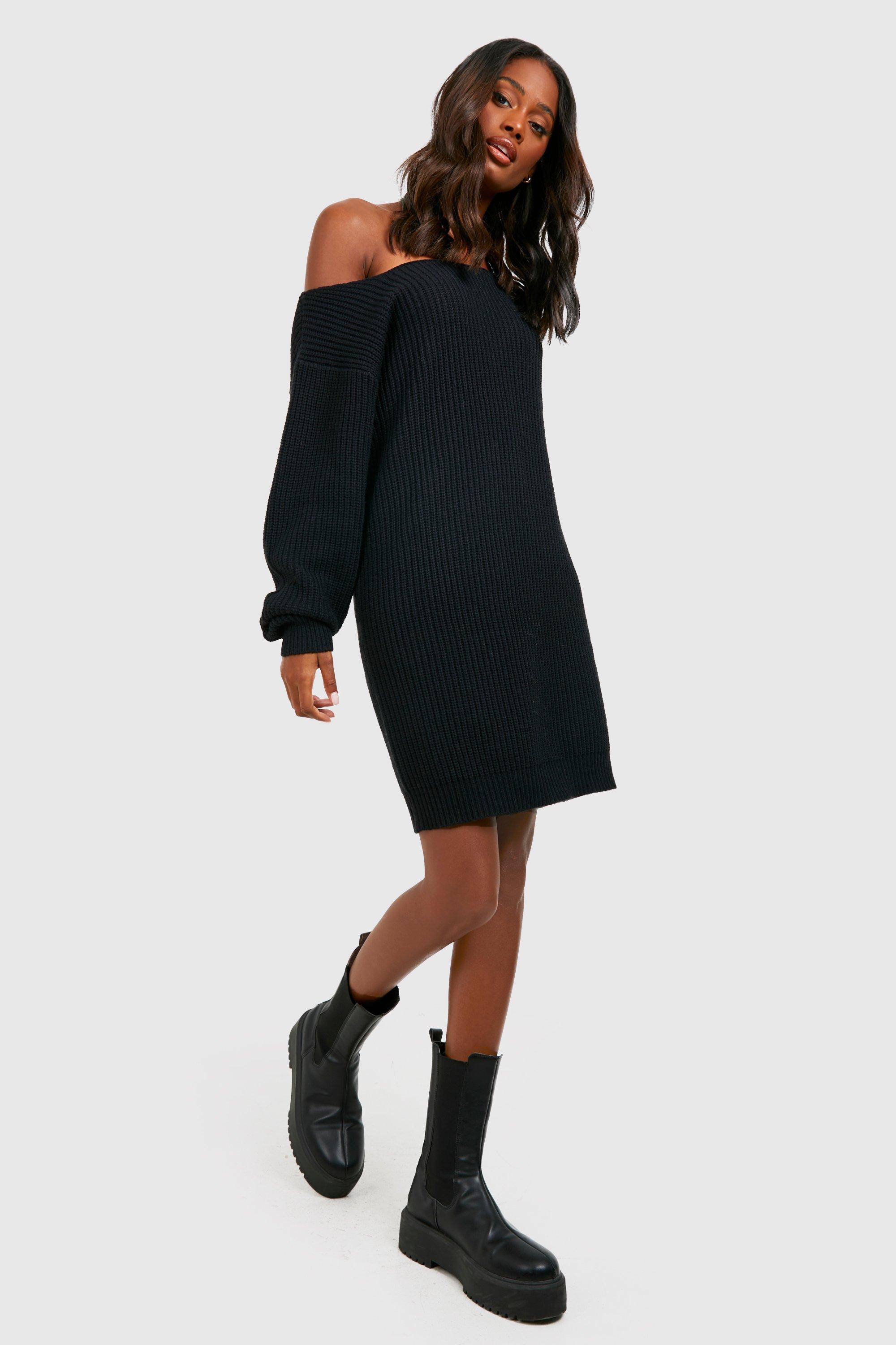 Women's Basic Slash Neck Jumper Dress | Boohoo UK