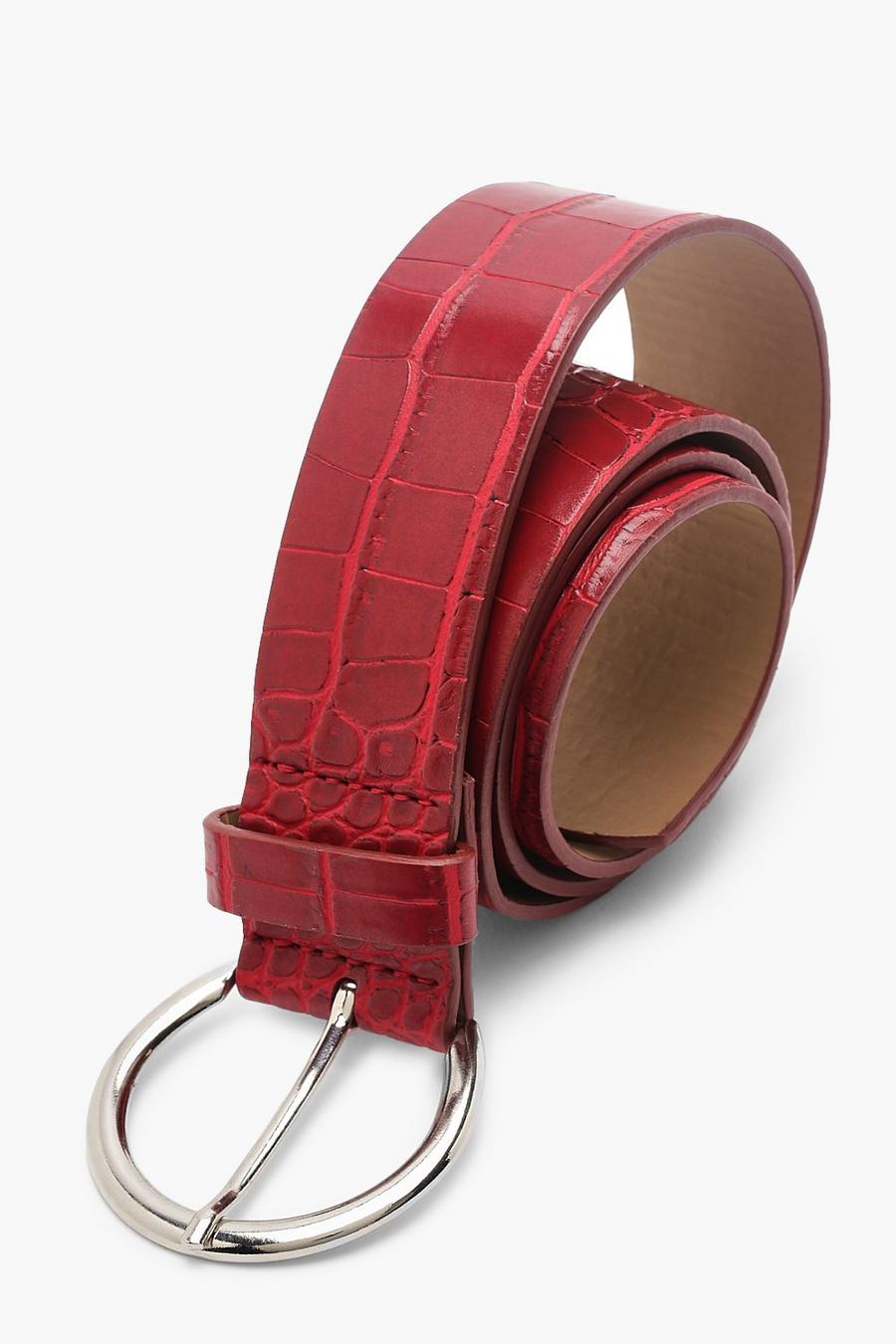 Red Croc Circular Buckle Belt