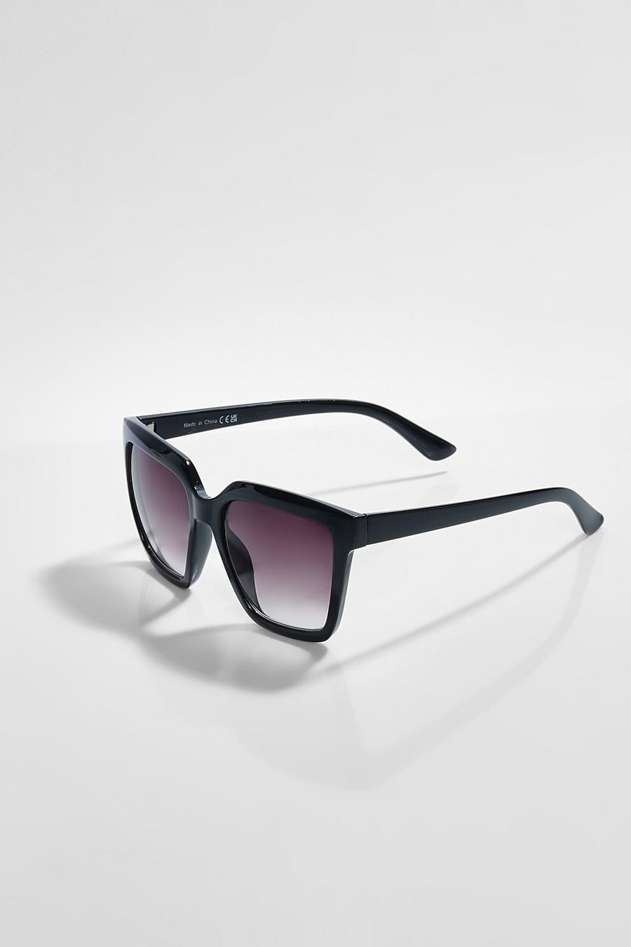 Klobige eckige Oversize Sonnenbrille, Black