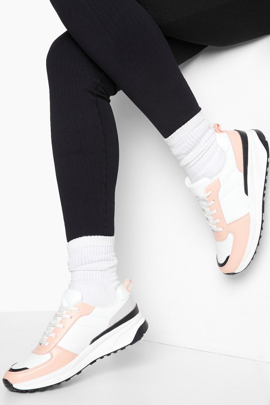 Pink Chunky Sole Tag Detail Sneakers image number 1