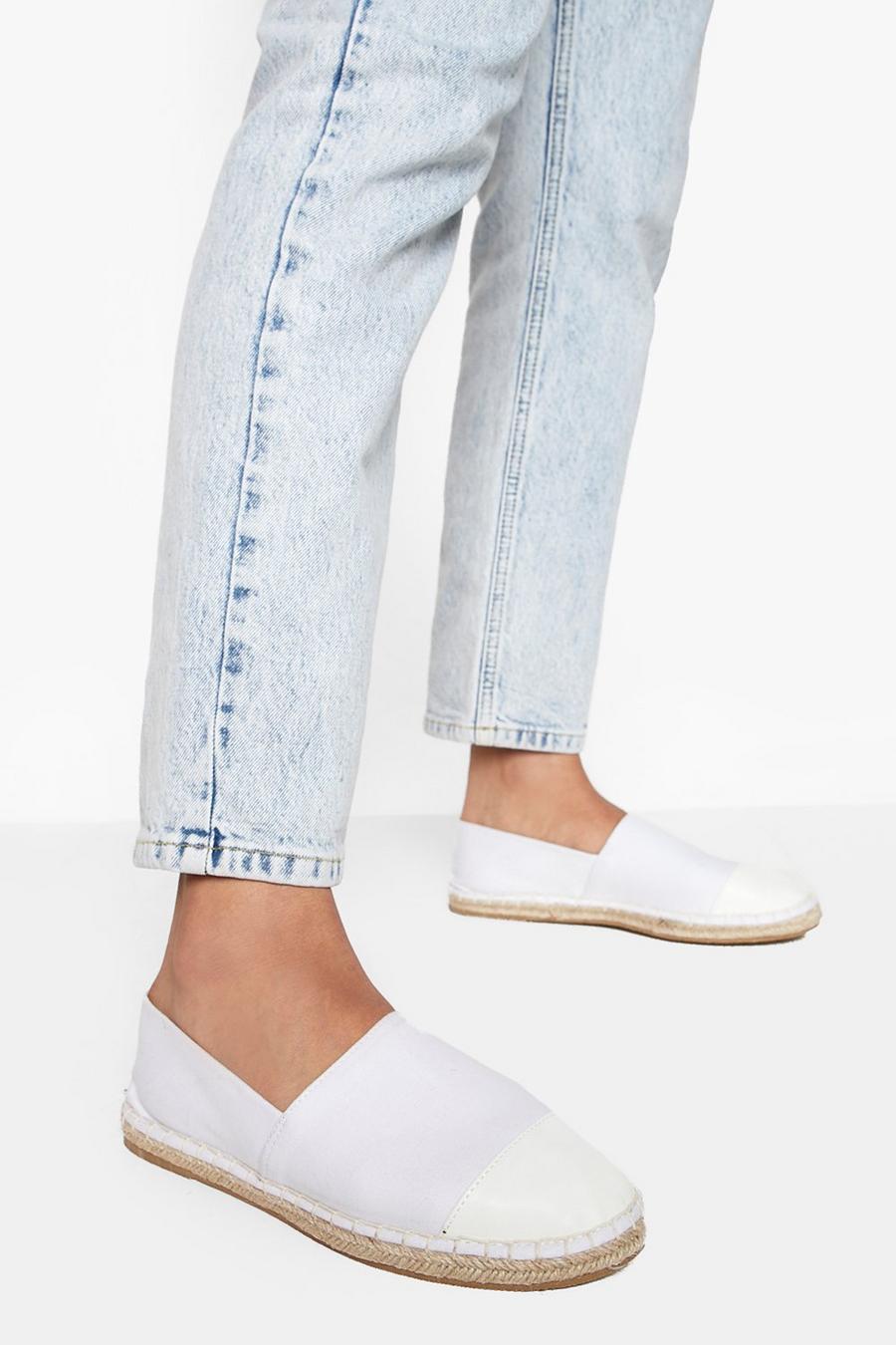 White Wide Fit Closed Toe Espadrille