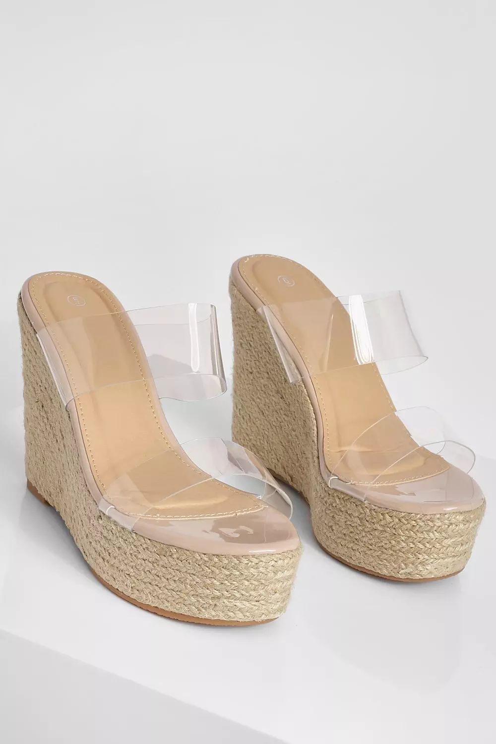 Clear Double Strap Patent Wedge