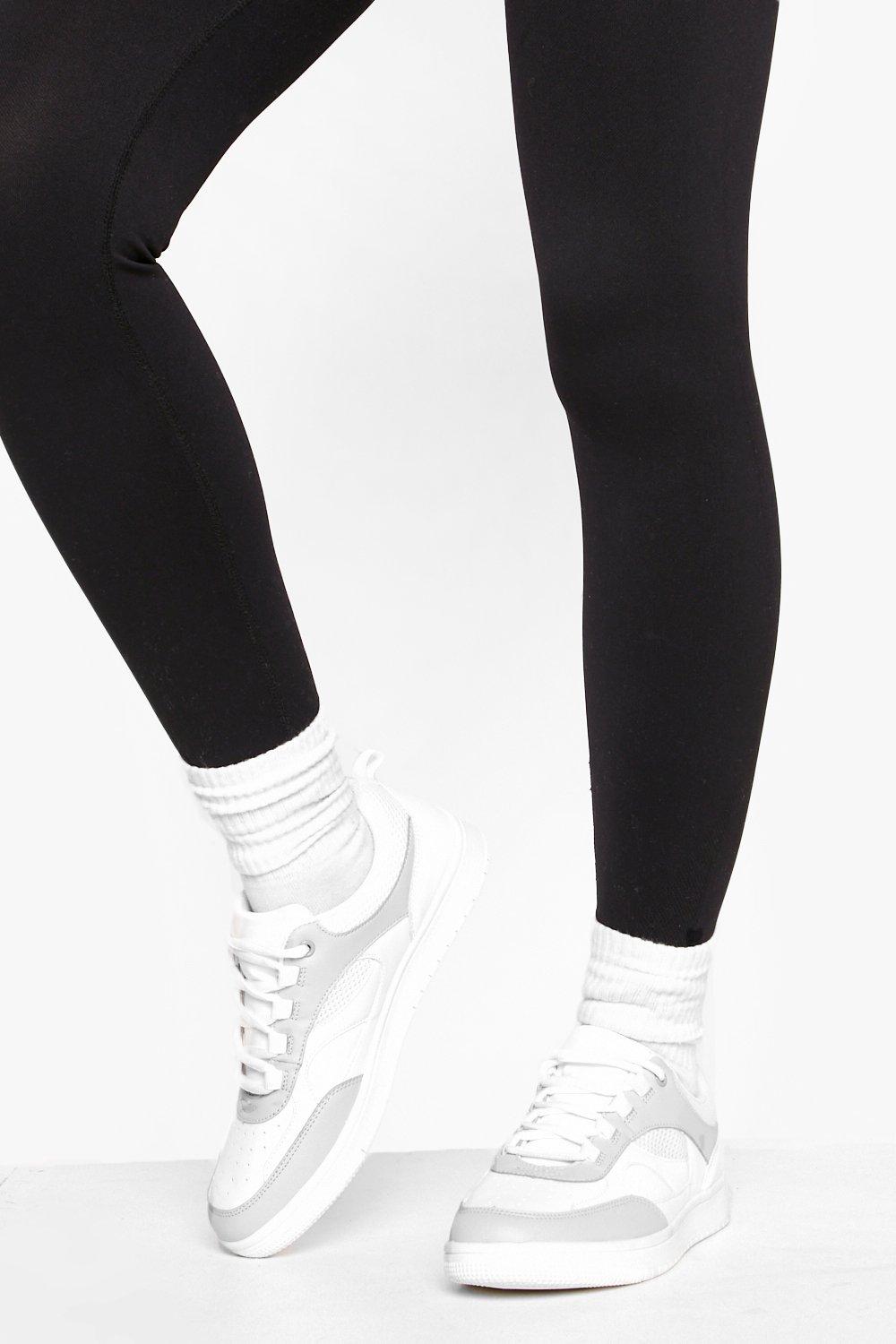  Grigio donna Scarpe da ginnastica basse con pannelli in rete a contrasto, Grigio moda abbigliamento - immagine 0