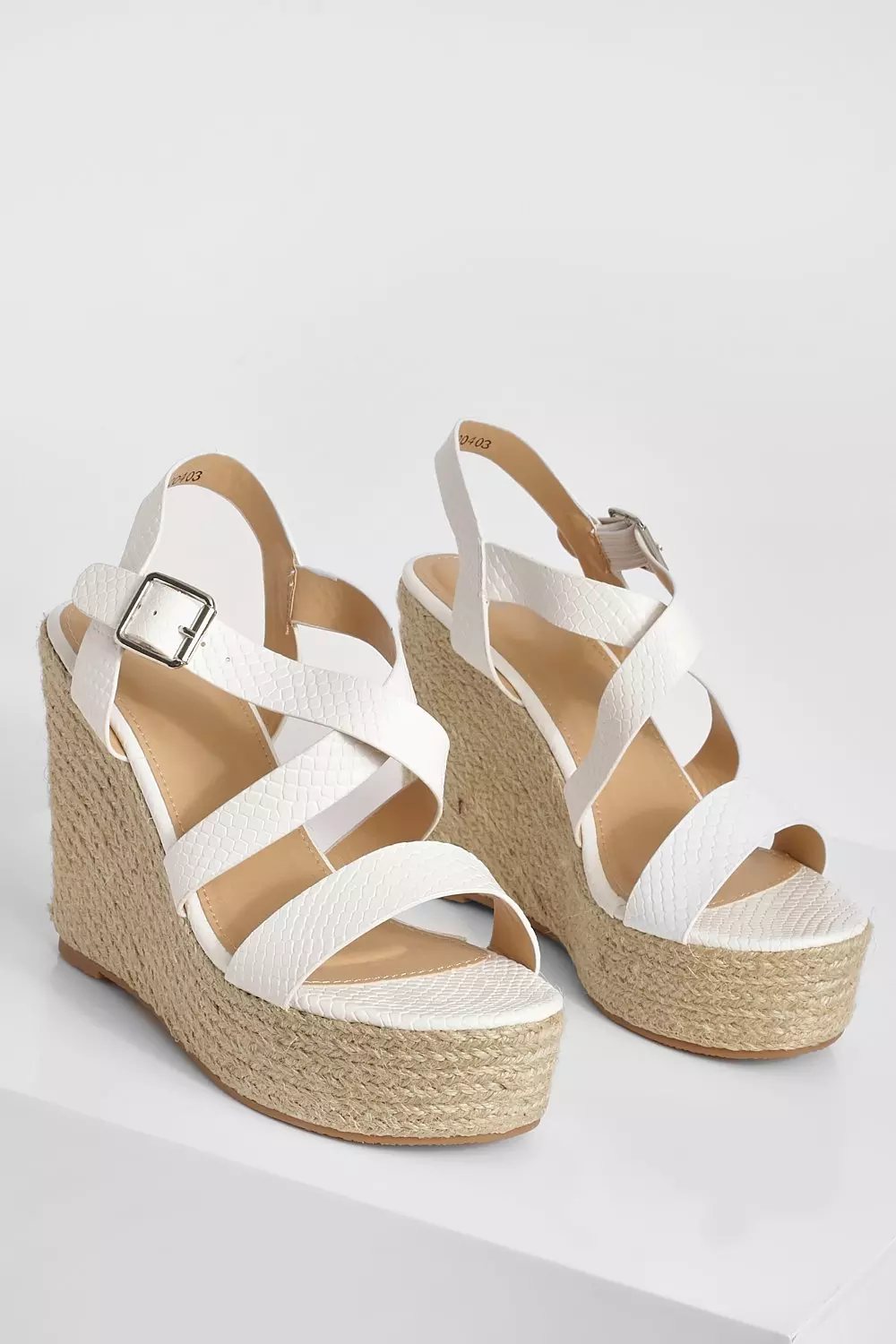 White Crossover Snake Buckle Wedge alternative image