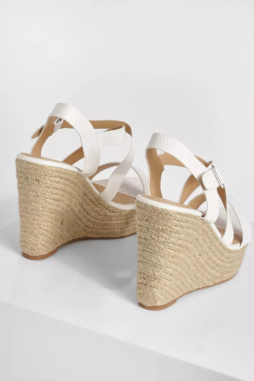 White Crossover Snake Buckle Wedge alternative image
