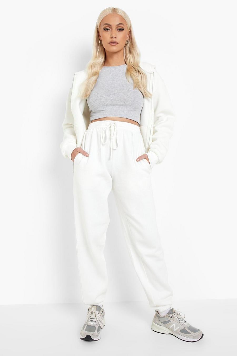 Ecru Cuffed Hem Track Pants image number 1