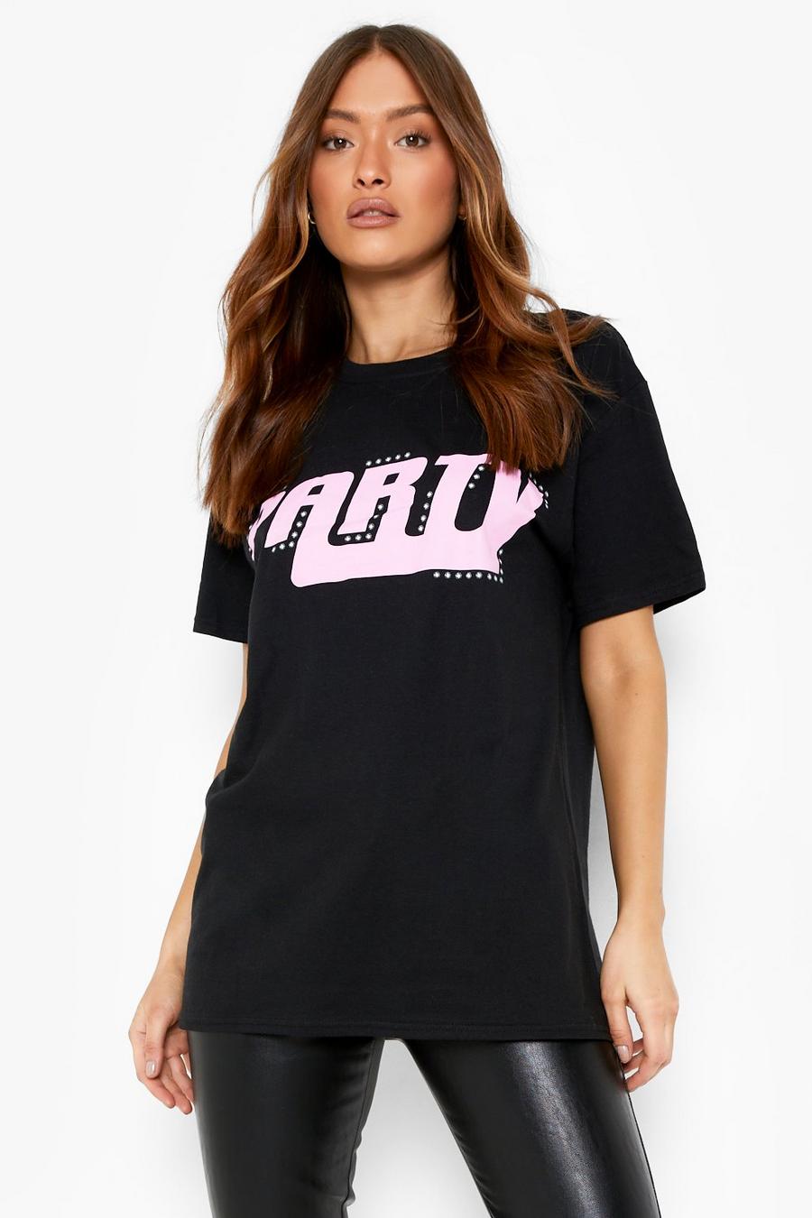 Black New Years Eve Party Oversized T Shirt image number 1