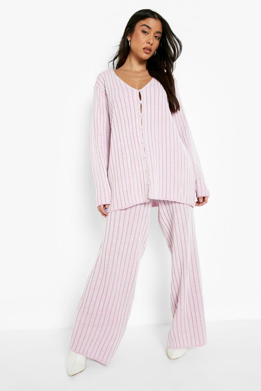 Pink Marl Relaxed Knitted Co-ord image number 1