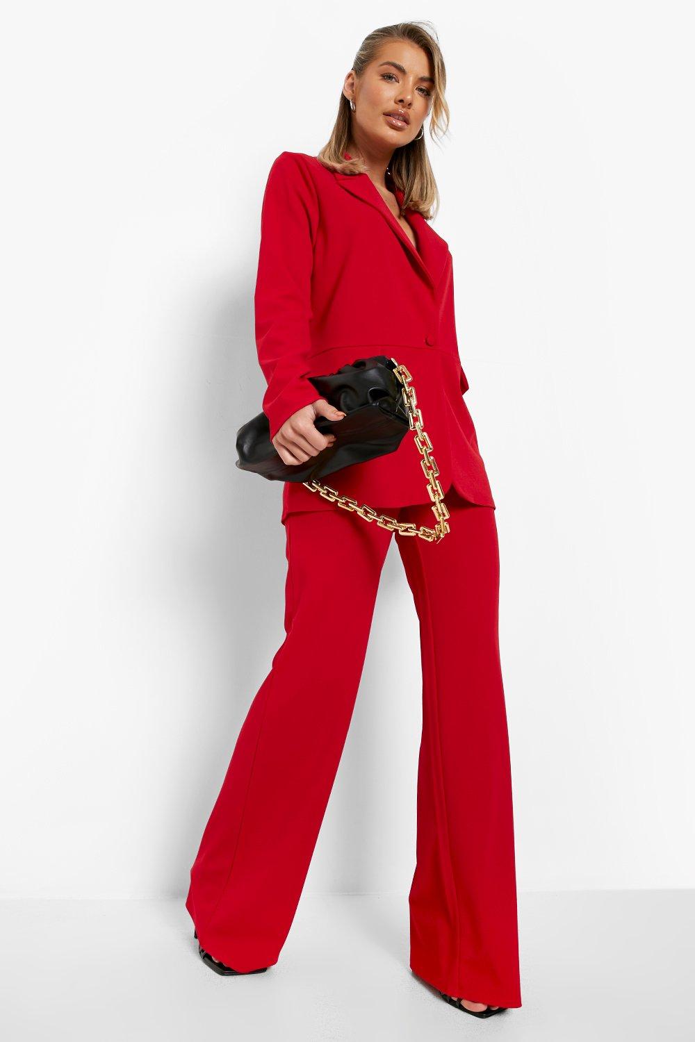 Relaxed Fit Blazer Wide Leg Pants Suit