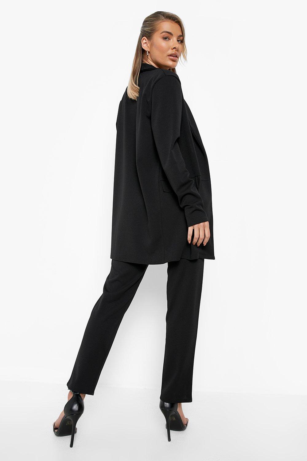 Womens Clothing Suits Boohoo Tailored Blazer & Belted Trouser Suit in Black Save 3% 
