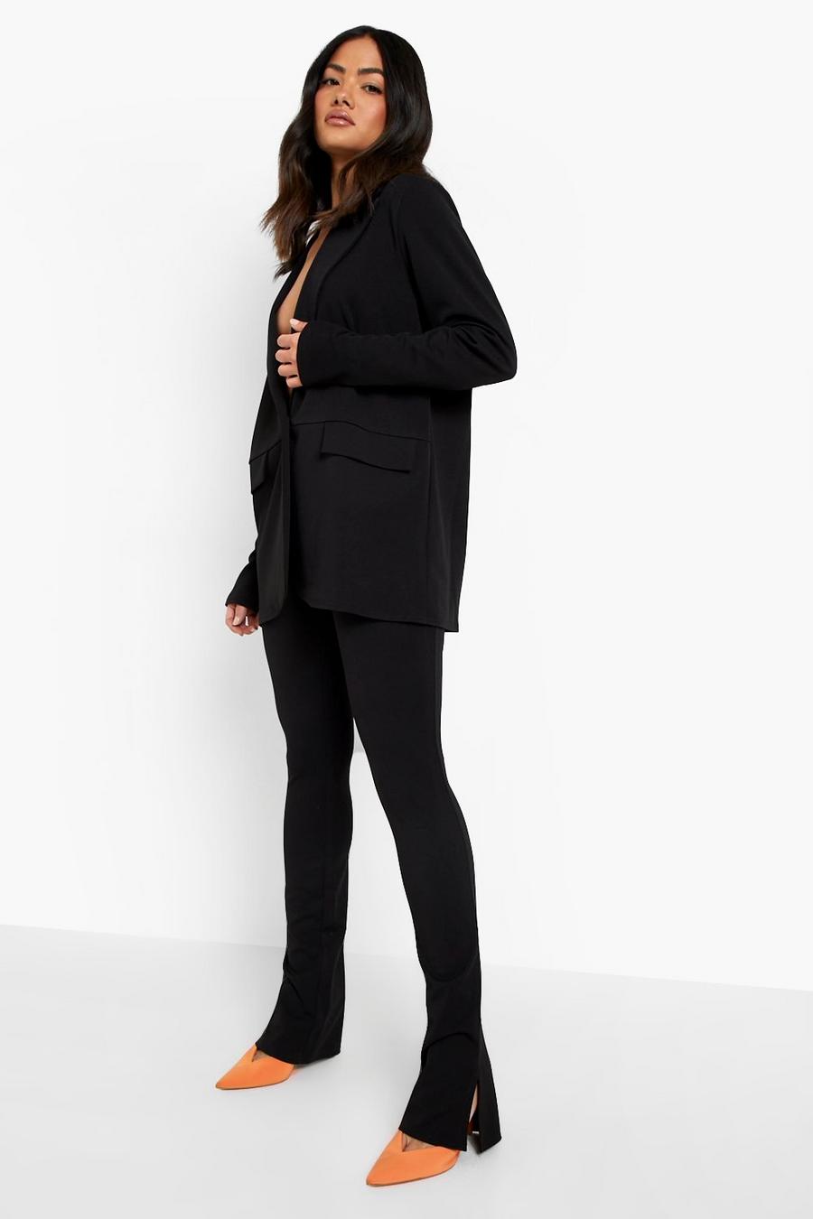 Black Oversized Blazer & Split Hem Pants Suit image number 1