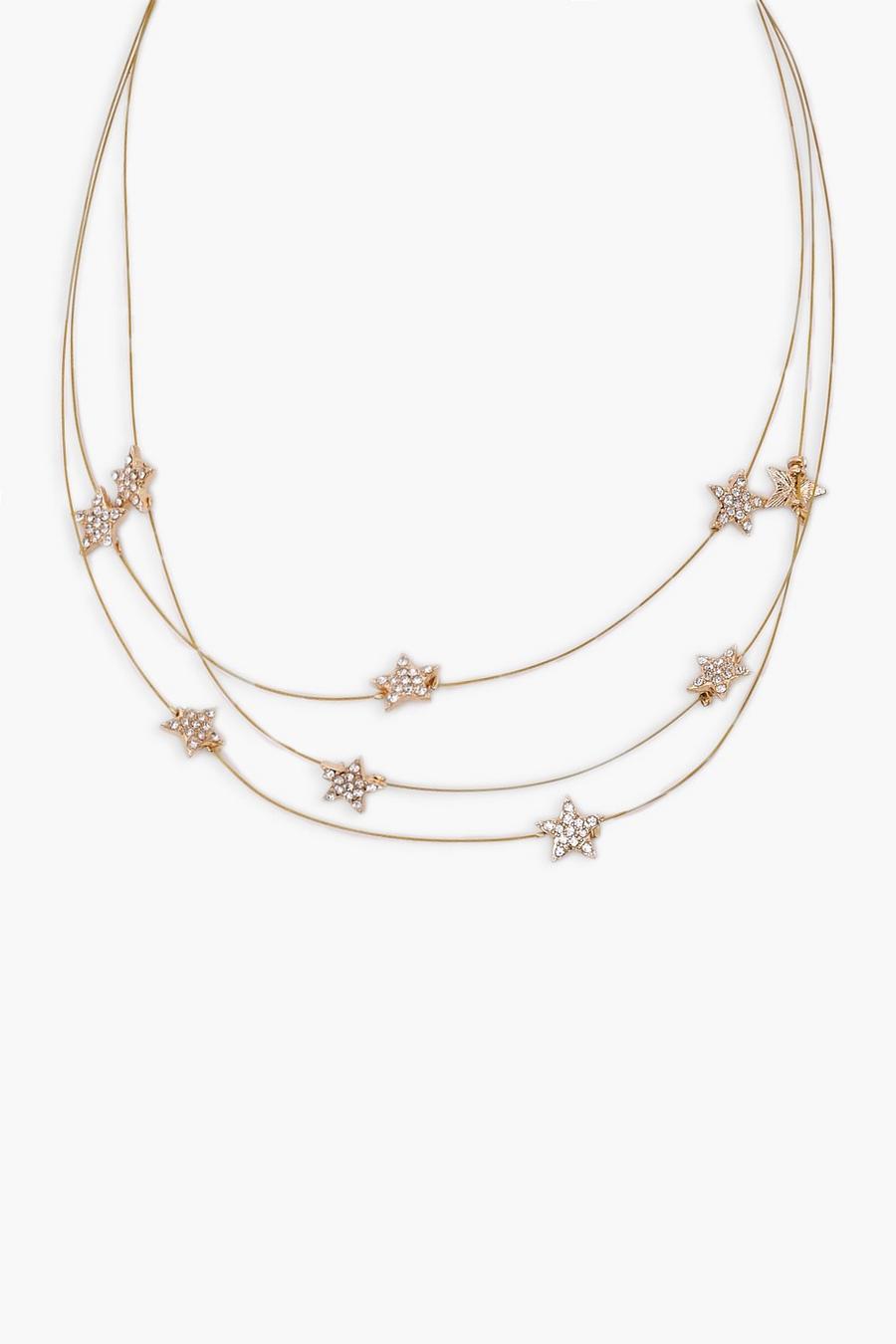 Gold Versierde Sterren Choker Ketting image number 1