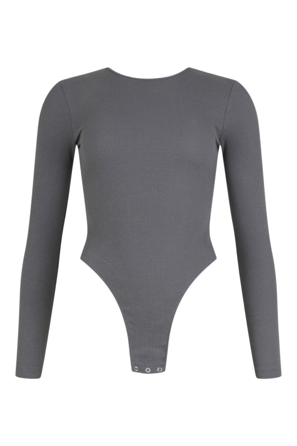 Buy Boohoo Basic Rib Straight Neck Bodysuit In Grey