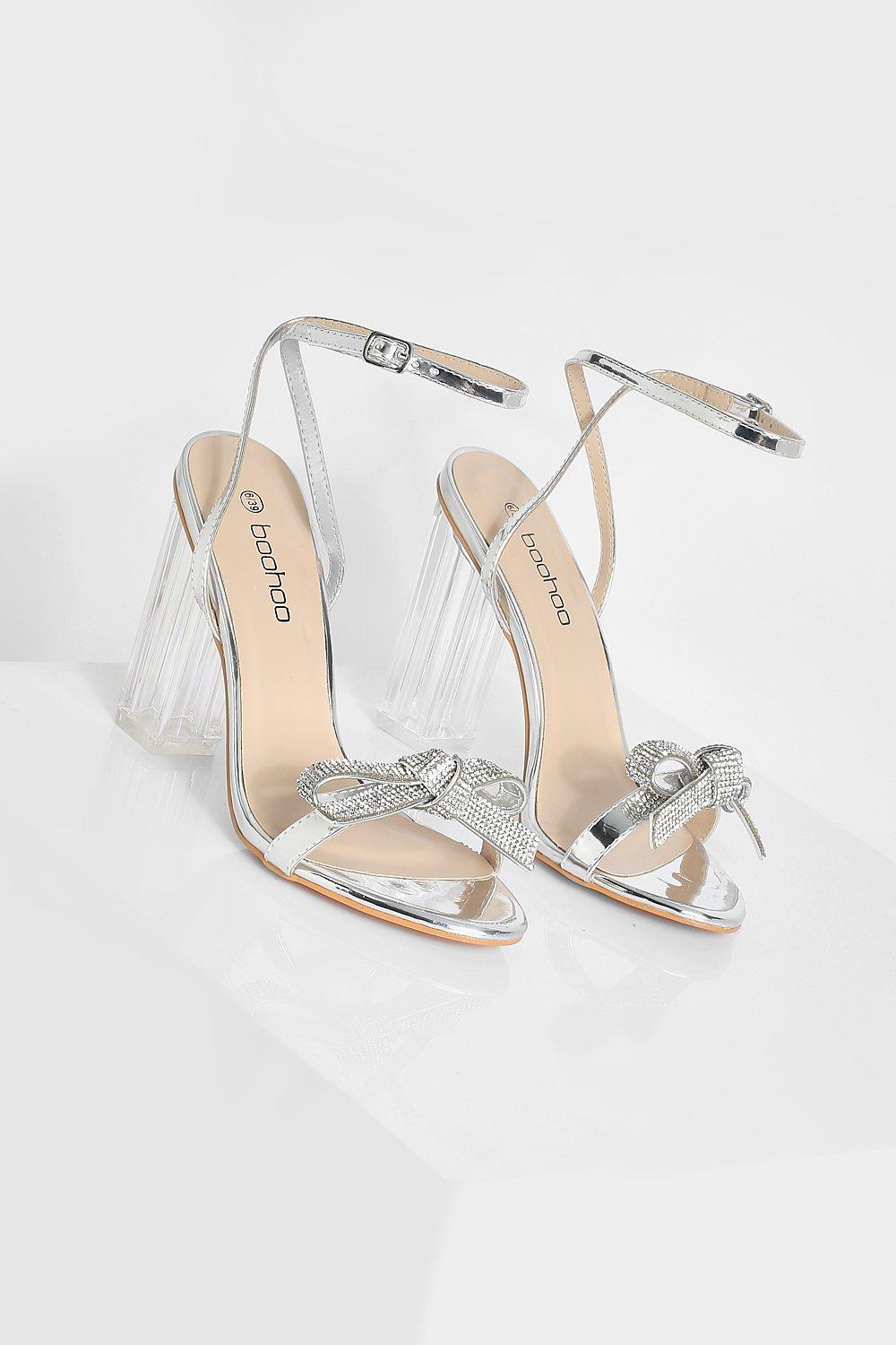 Clear heels with online diamante