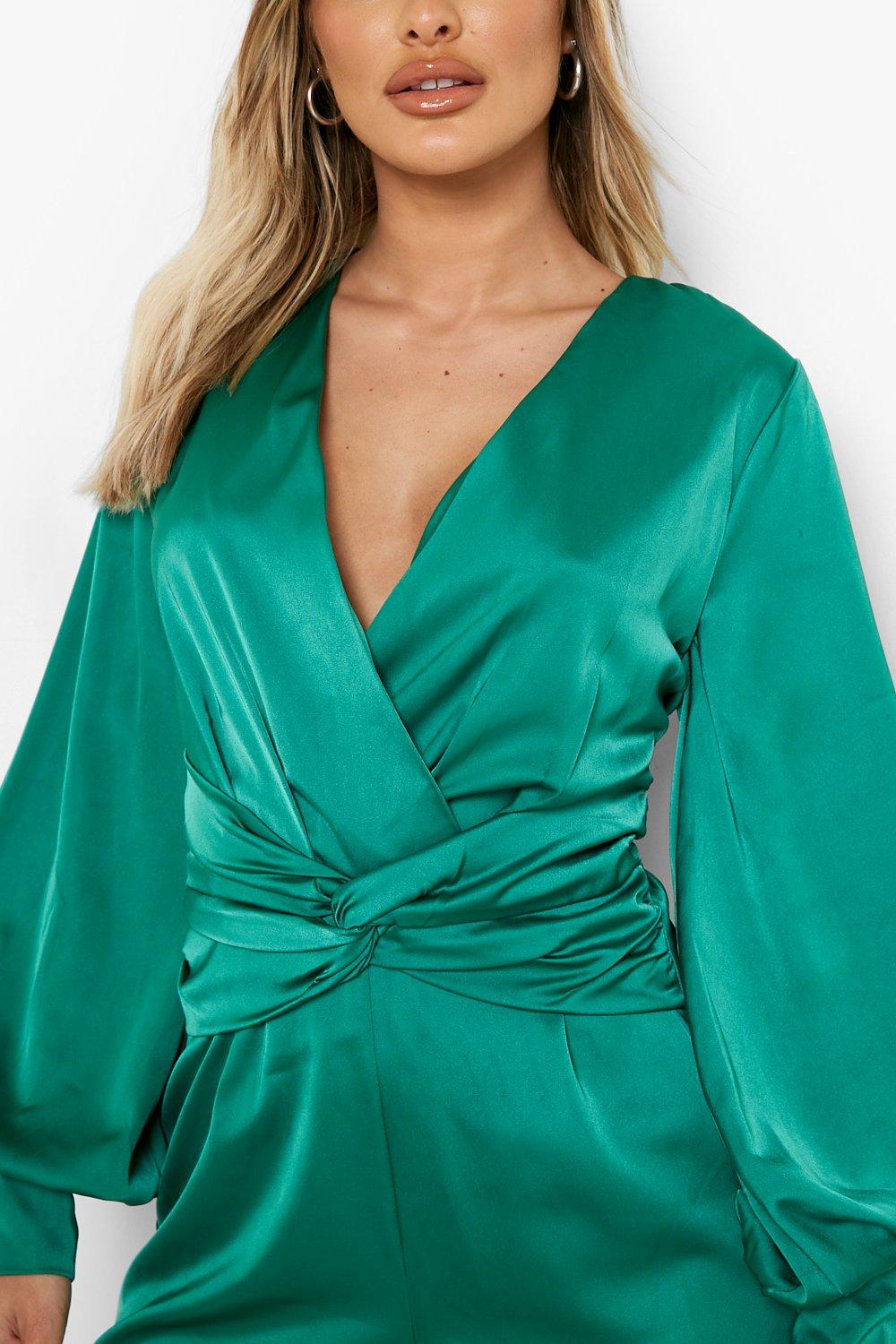 Boohoo store green playsuit