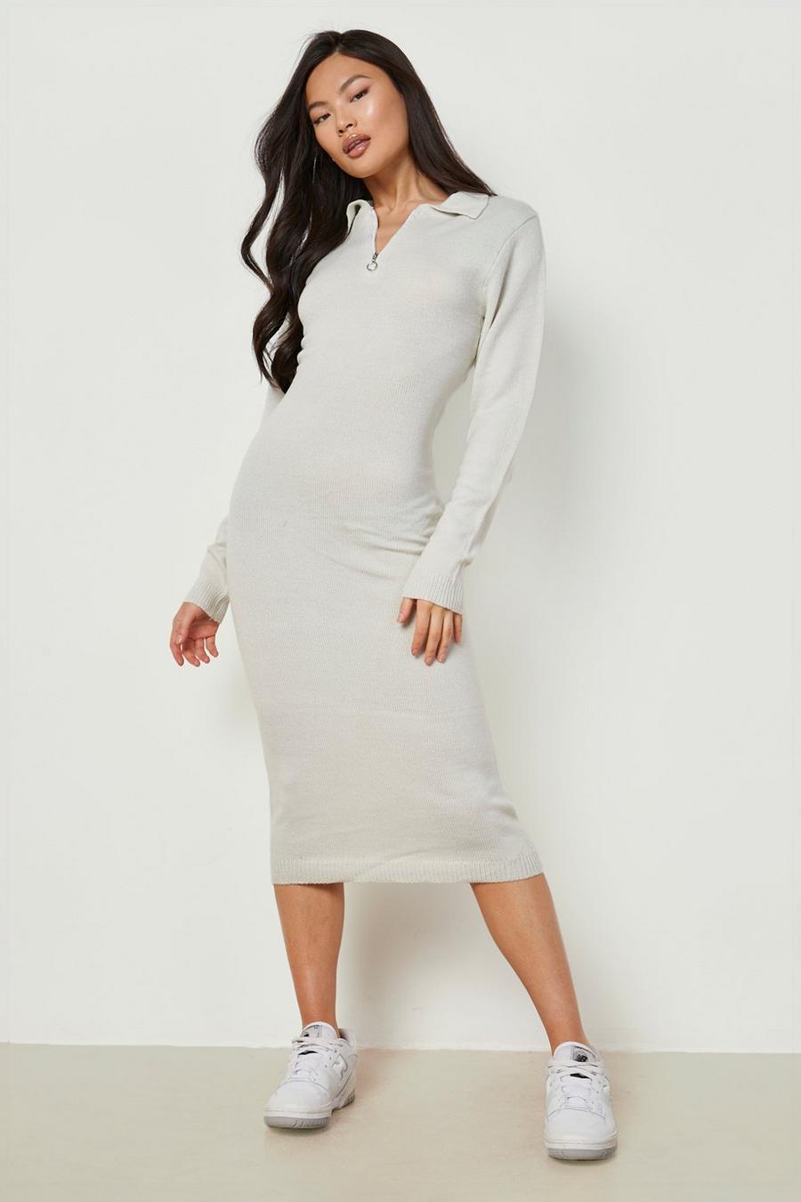 Silver Polo Collar Knitted Dress image number 1