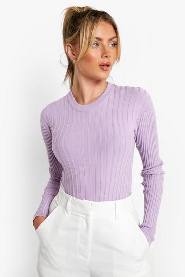 Mixed Rib Knitted Bodysuit lilac