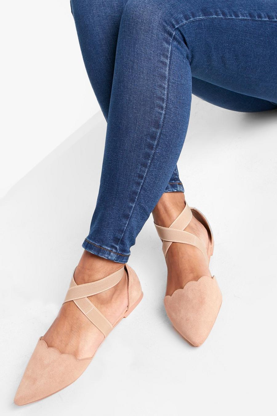 Nude Scallop Edge Pointed Flat