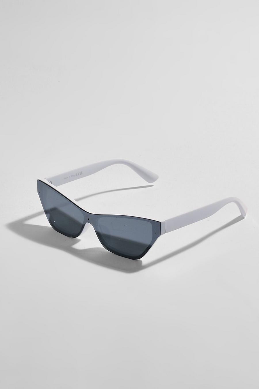 White Mirrored Cat Eye Sunglasses image number 1