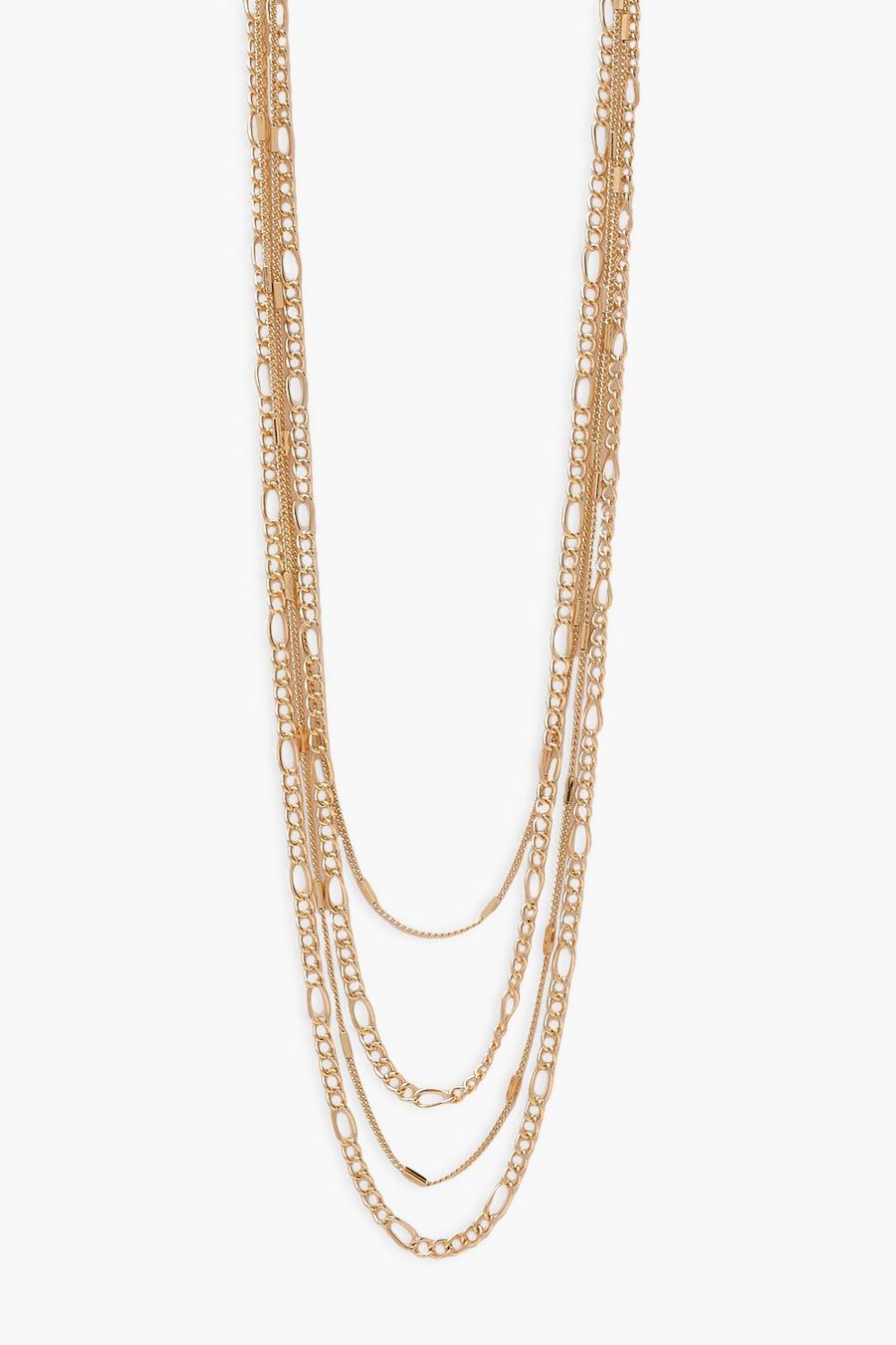 Gold Triple Layering Chain Necklace image number 1