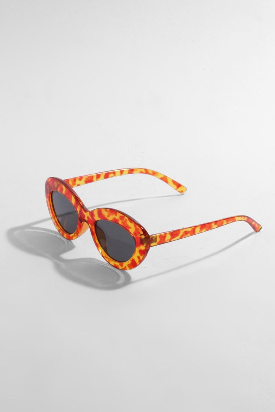 Orange Rounded Tortoise Shell Sunglasses image number 1