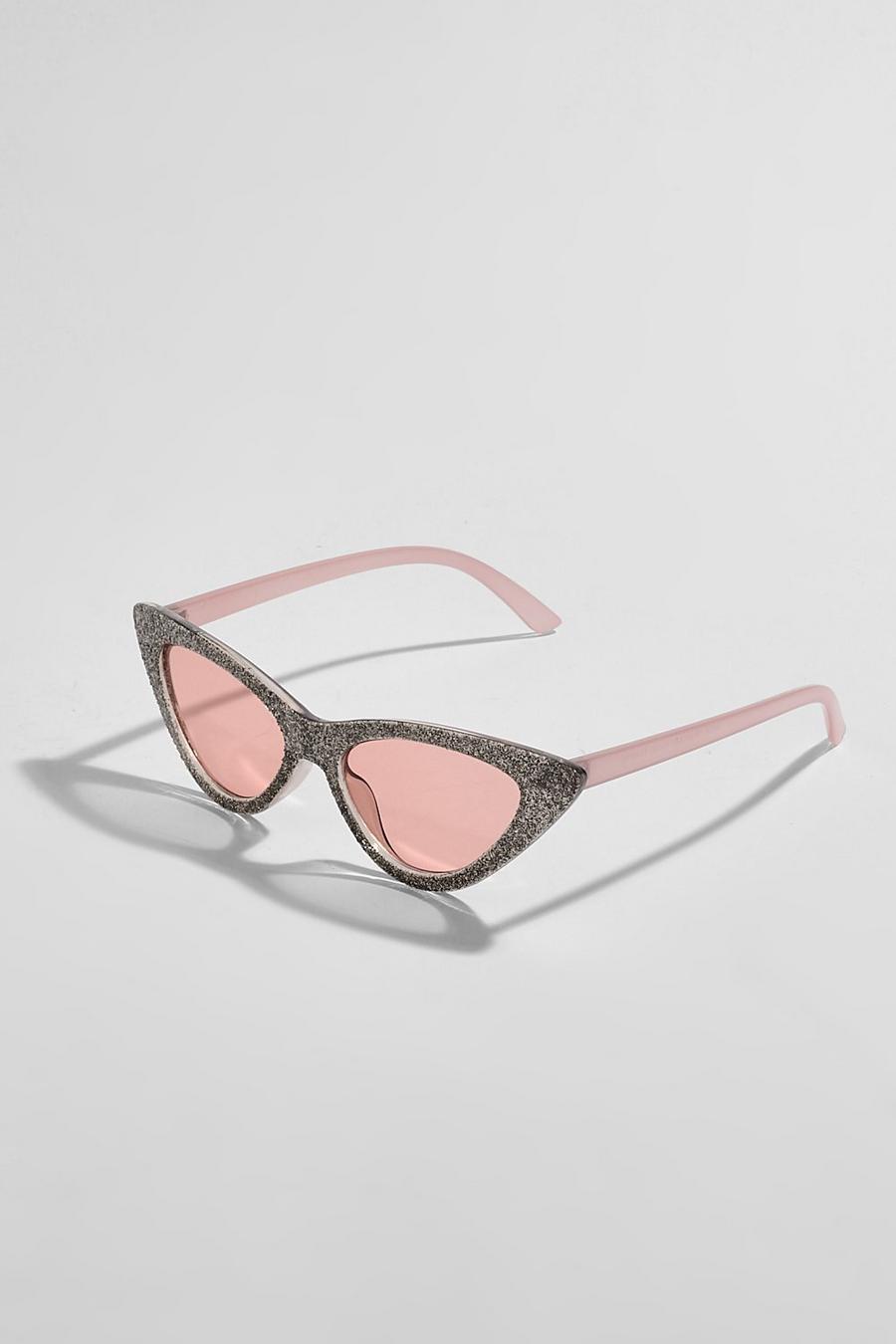 Glitzer Cat-Eye-Sonnenbrille, White