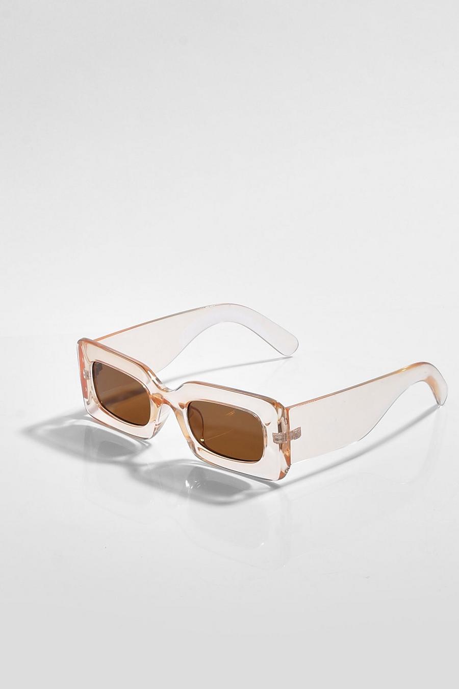 Cream Tinted Crystal Frame Sqaure Sunglasses image number 1