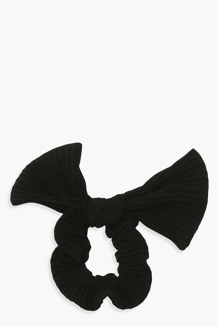 Black Plisse Scrunchie Hair Tie image number 1