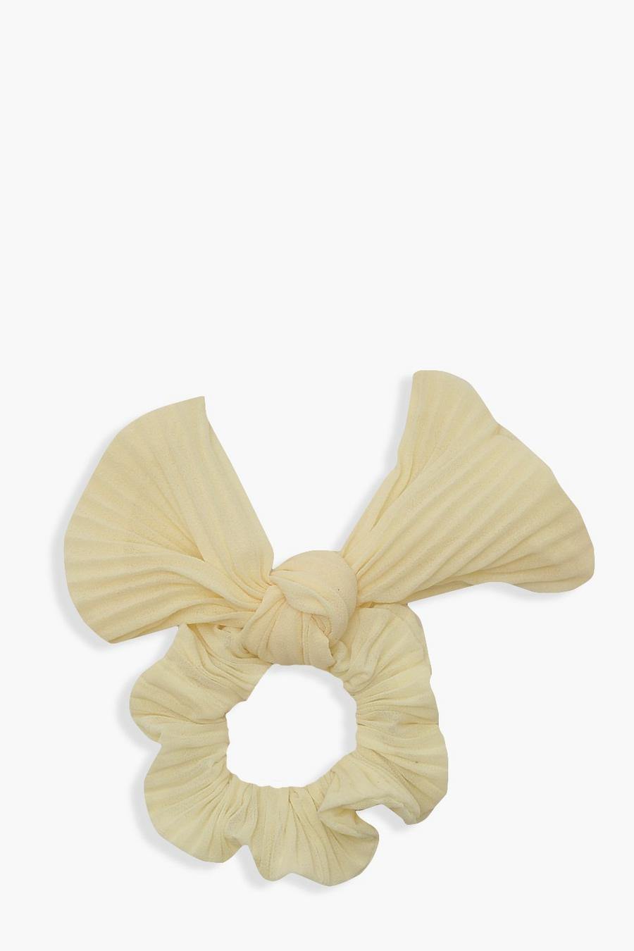 Cream white Plisse Scrunchie Hair Tie