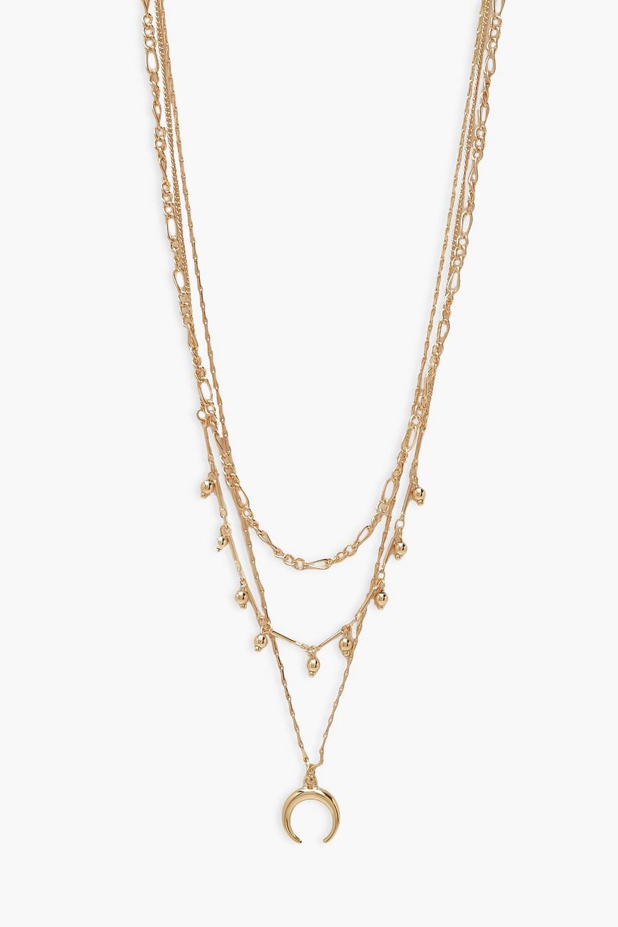 Gold metallic Horn Layered Necklace