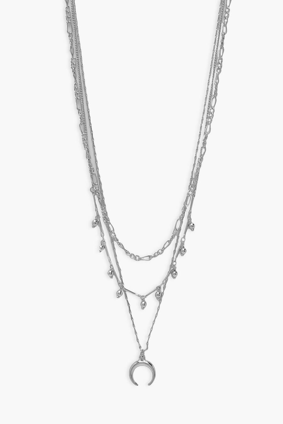 Silver Horn Layered Necklace