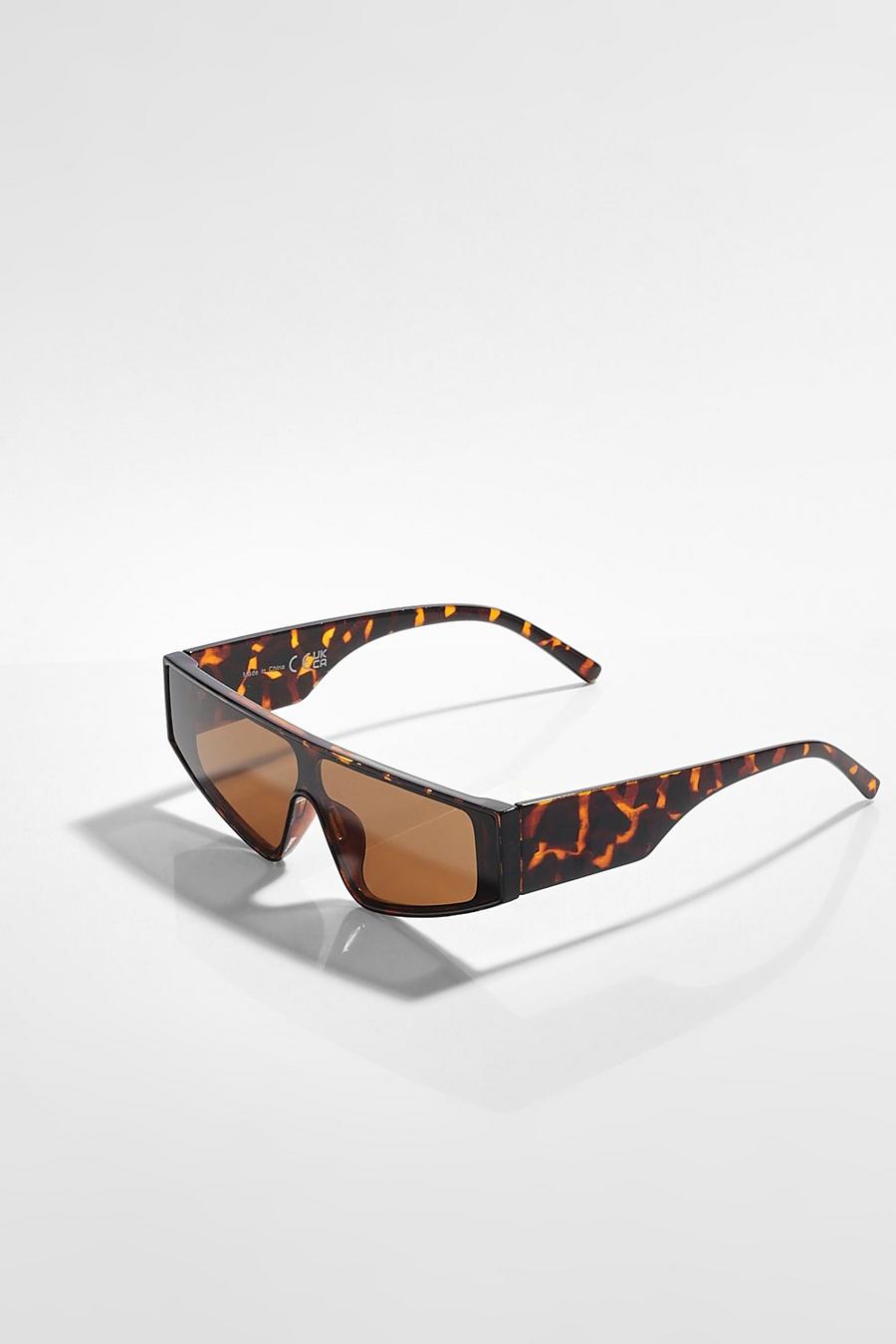 Brown Wrap Around Visor Sunglasses