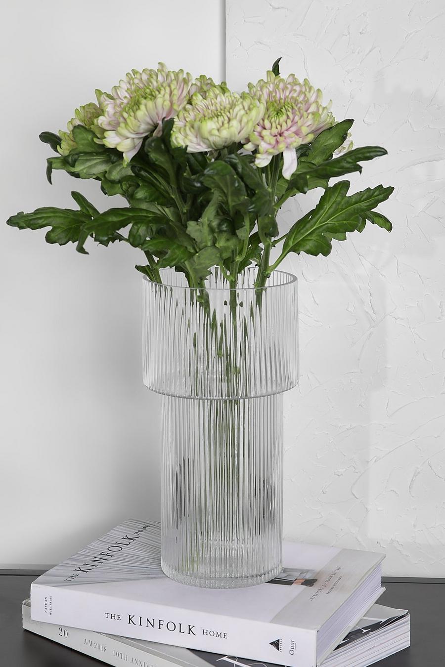 Clear Ribbed Glass Vase image number 1