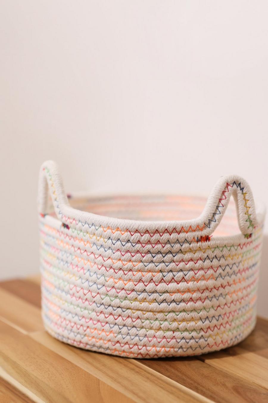 Cream vit Cotton Rope Storage Basket