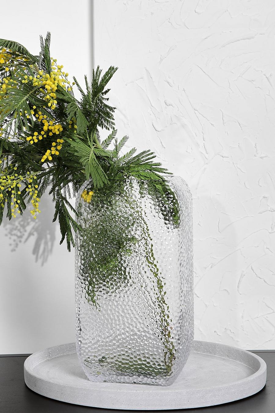 Vaso porta-piante in vetro con trama in rilievo, Clear image number 1