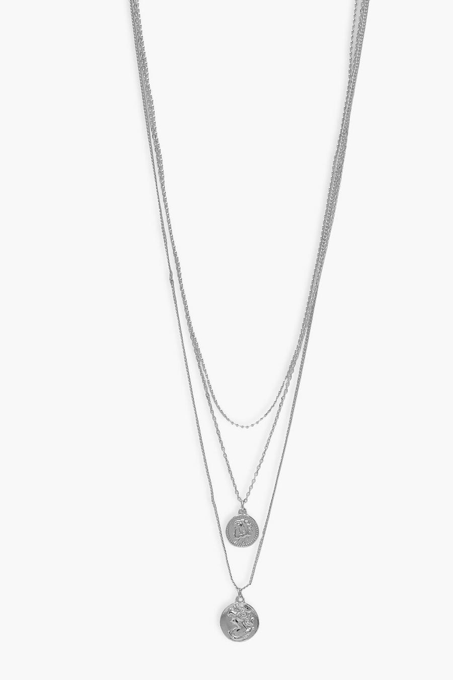 Silver Simple Coin Layered Necklace image number 1