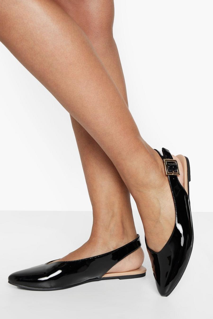 Black negro Pointed Buckle Detail Ballet Flats image number 1