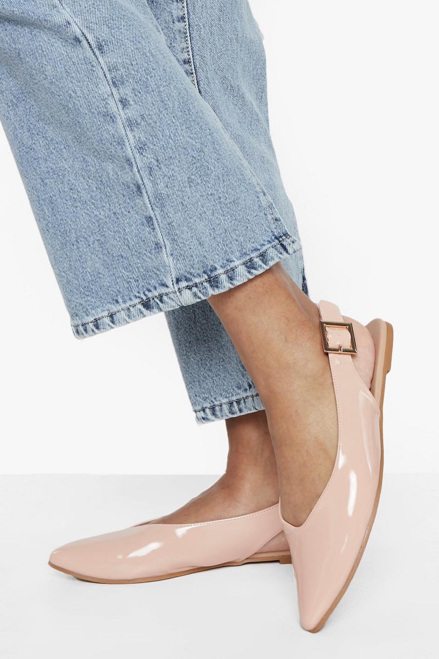 Nude Pointed Buckle Detail Ballet Flats image number 1