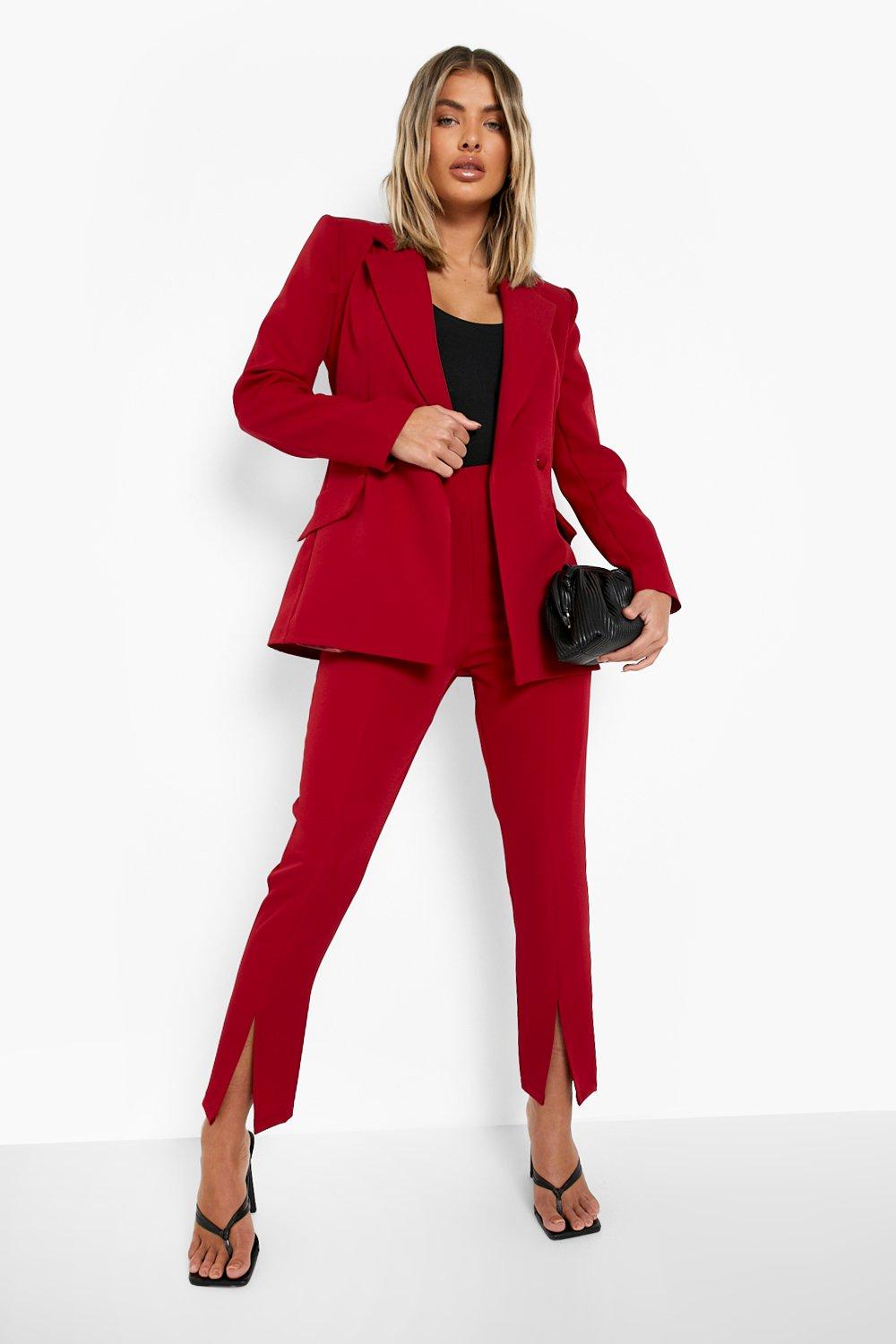 Red slim on sale fit trousers