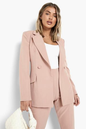 Plunge Tailored Fitted Blazer nude