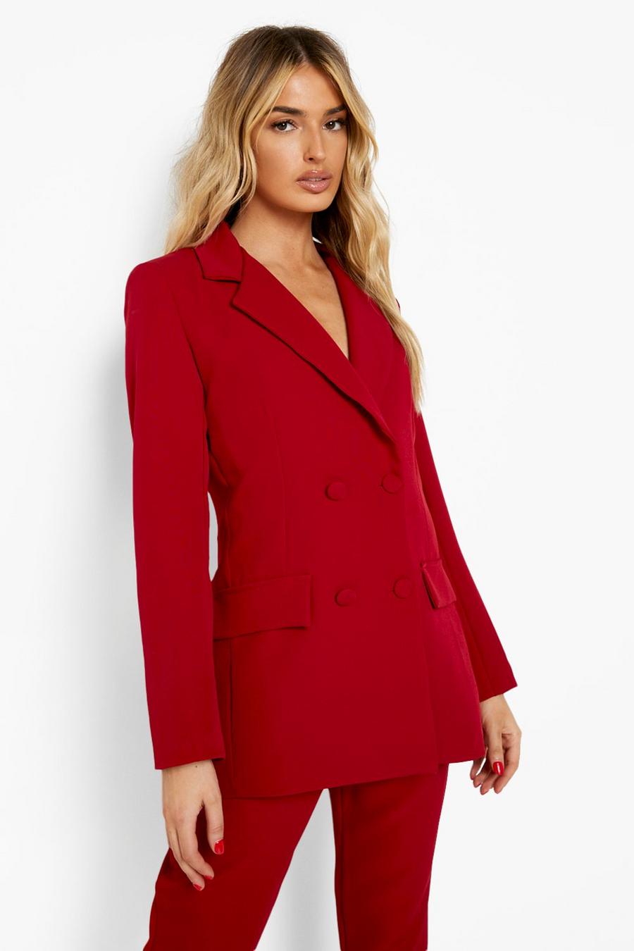 Berry red Double Breasted Tailored Blazer