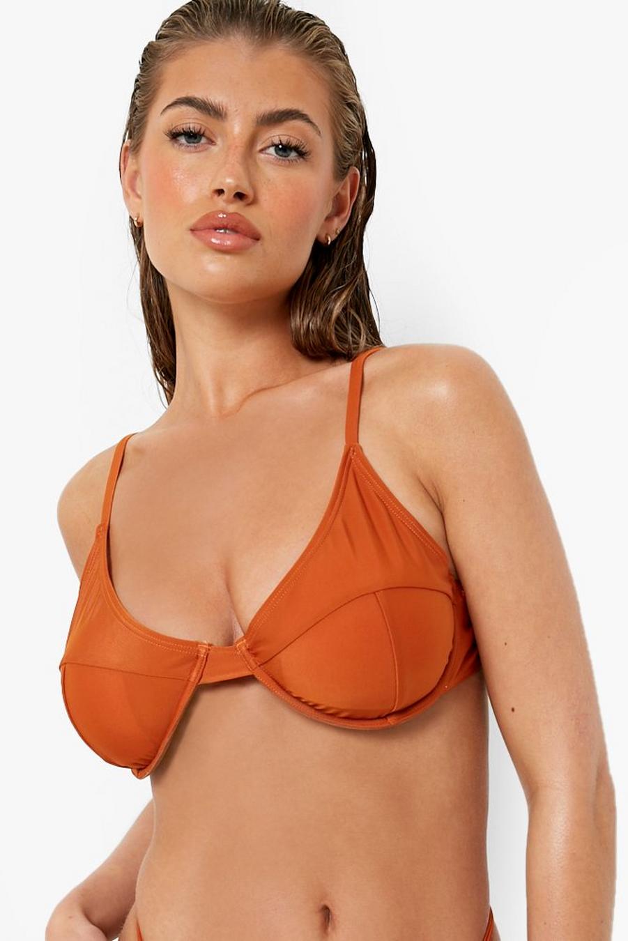 Top bikini Essentials in fibre riciclate - coppa abbondante, Brown marrone image number 1
