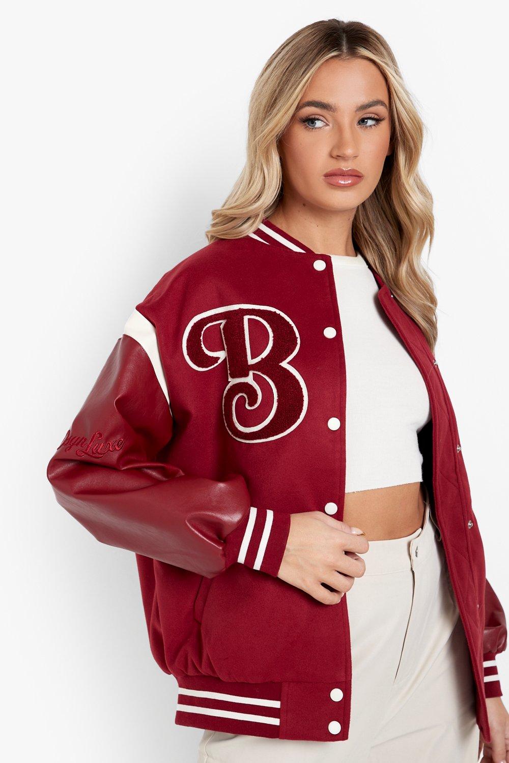 boohoo red bomber jacket