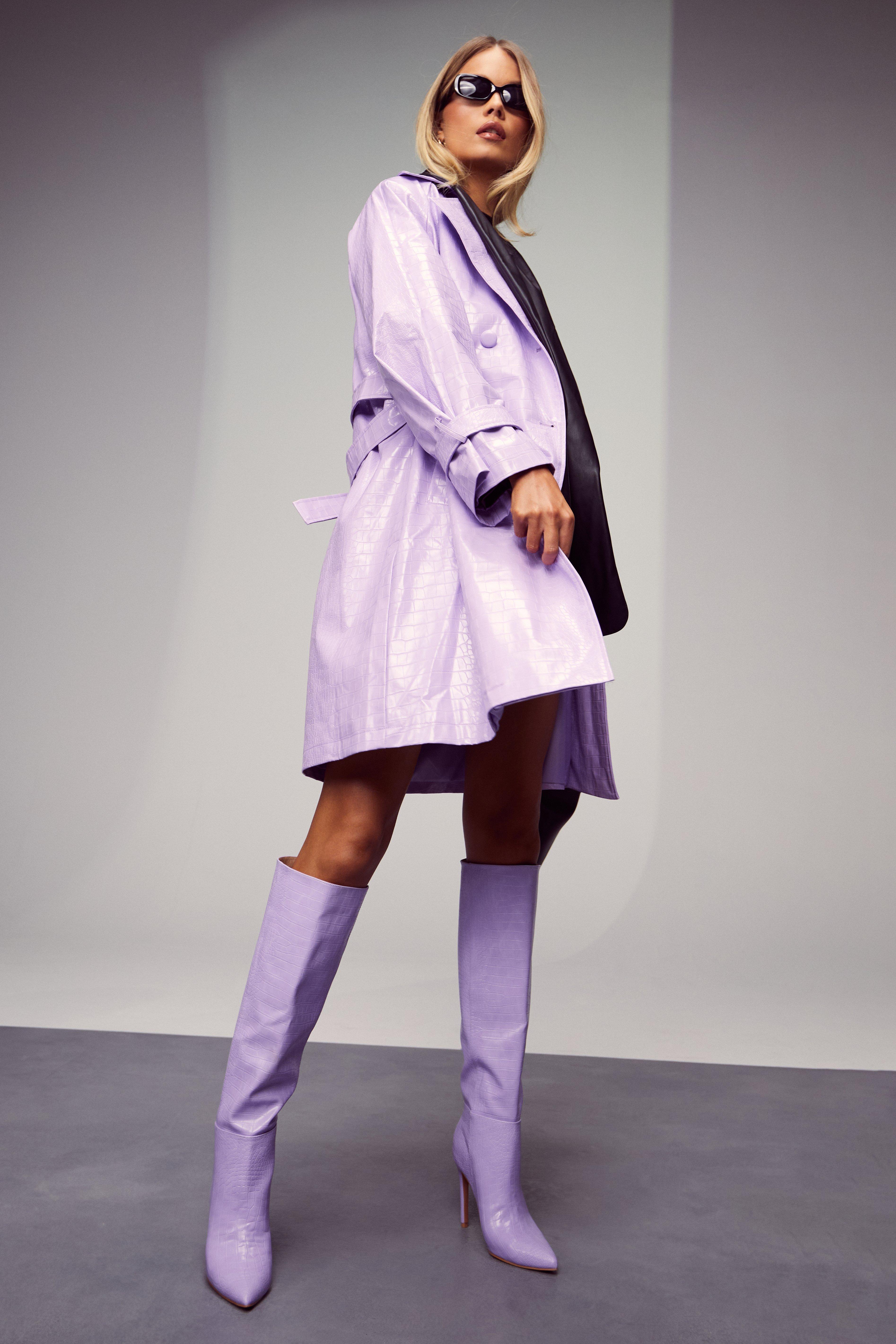 Croc Belted Trench Coat