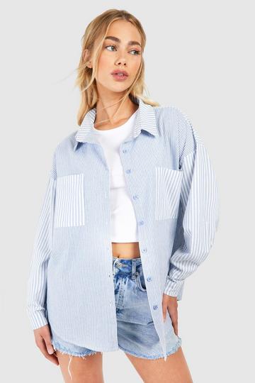 Oversized Gestreepte Blouse blue