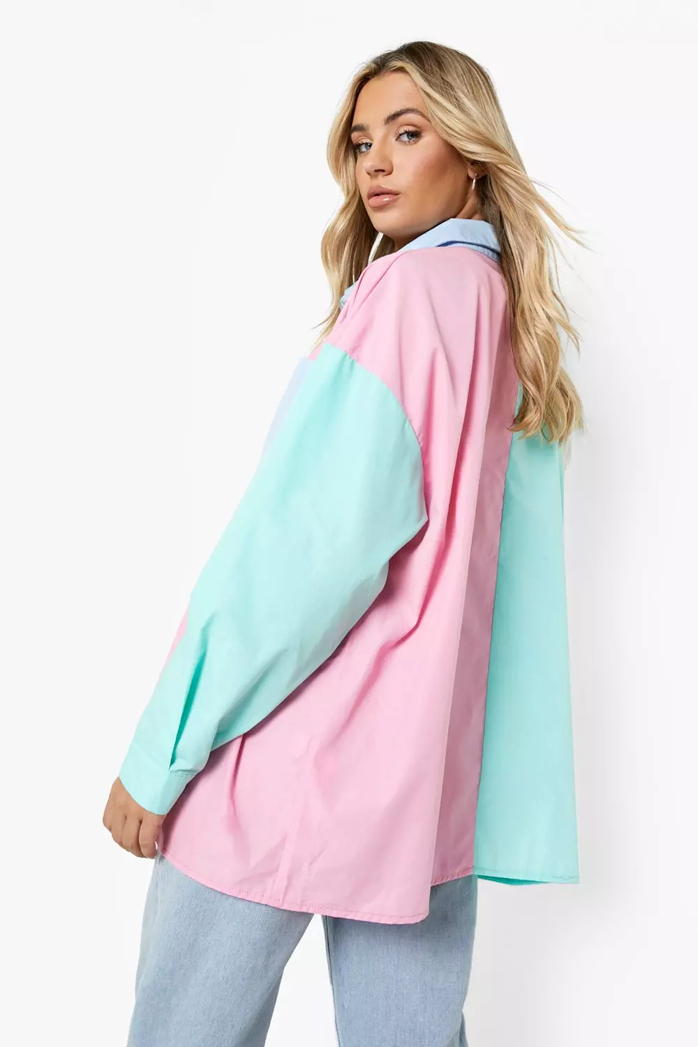 Sage Colour Block Oversized Shirt alternative image