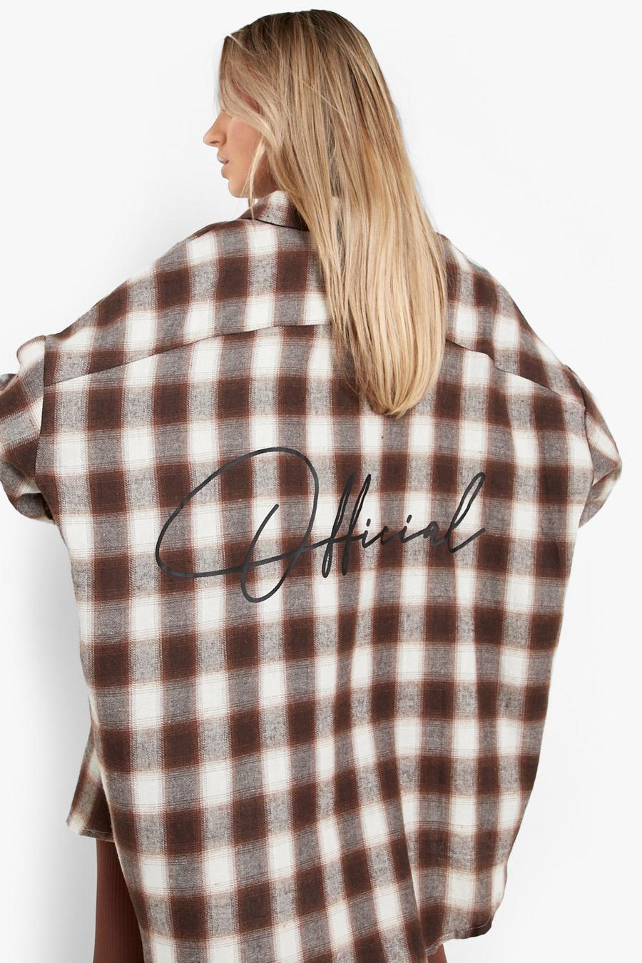 Stone Official Back Print Oversized Checked Shirt image number 1